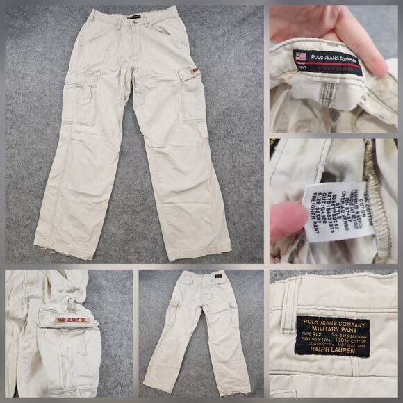 VTG Polo Jeans Company Ralph Lauren Pants Mens 32x32 Cargo Military Freighter - Picture 1 of 16
